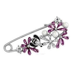 LO2878 - Imitation Rhodium White Metal Brooches with Synthetic Pearl in White