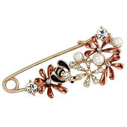 LO2879 - Flash Rose Gold White Metal Brooches with Synthetic Pearl in White