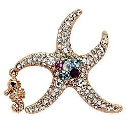 LO2911 - Flash Rose Gold White Metal Brooches with Top Grade Crystal  in Multi Color