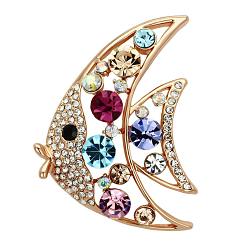 LO2923 - Flash Rose Gold White Metal Brooches with Top Grade Crystal  in Multi Color
