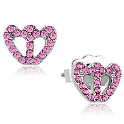 LO3231 - Rhodium Brass Earrings with Top Grade Crystal  in Rose