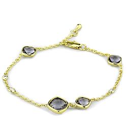LO3234 - Gold Brass Bracelet with Synthetic Synthetic Glass in Amethyst