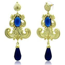 LO3680 - Gold & Brush Brass Earrings with Synthetic Synthetic Glass in Montana
