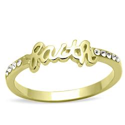 LO3967 - Flash Gold Brass Ring with Top Grade Crystal  in Clear