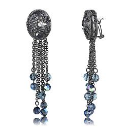 LO4199 - TIN Cobalt Black Brass Earrings with AAA Grade CZ  in Clear