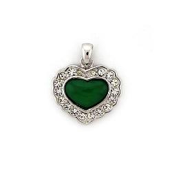 LOA1308 - Rhodium platina Pendant with Synthetic Jade in Emerald