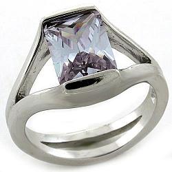 LOAS1185 - Rhodium 925 Sterling Silver Ring with AAA Grade CZ  in Amethyst