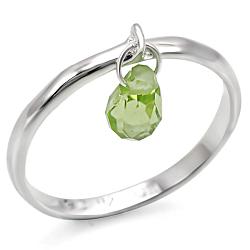 LOS321 - Silver 925 Sterling Silver Ring with Genuine Stone  in Peridot