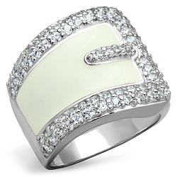 LOS804 - Rhodium 925 Sterling Silver Ring with AAA Grade CZ  in Clear