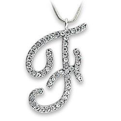 OT119 - Rhodium Brass Pendant with Top Grade Crystal  in Clear