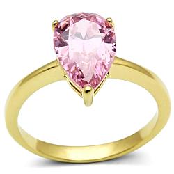 TK1508 - IP Gold(Ion Plating) Stainless Steel Ring with AAA Grade CZ  in Rose