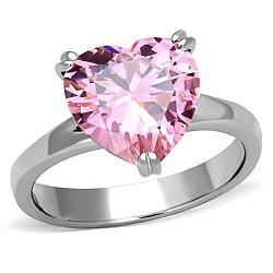 TK1513 - High polished (no plating) Stainless Steel Ring with AAA Grade CZ  in Rose