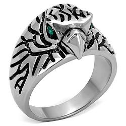 TK1600 - High polished (no plating) Stainless Steel Ring with Top Grade Crystal  in Emerald