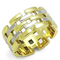 TK1705 - Two-Tone IP Gold (Ion Plating) Stainless Steel Ring with No Stone