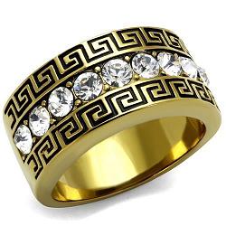 TK2310 - IP Gold(Ion Plating) Stainless Steel Ring with Top Grade Crystal  in Clear