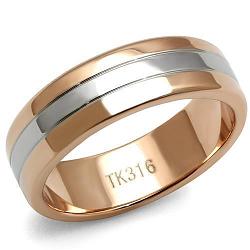 TK2569 - Two-Tone IP Rose Gold Stainless Steel Ring with No Stone