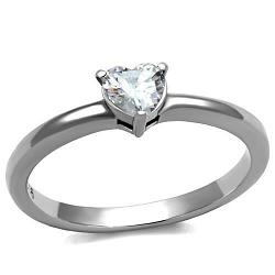 TK2904 - High polished (no plating) Stainless Steel Ring with AAA Grade CZ  in Clear